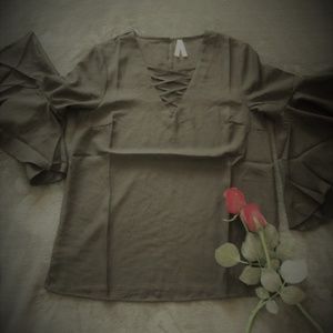 Goth Black Bell sleeved blouse NWOT